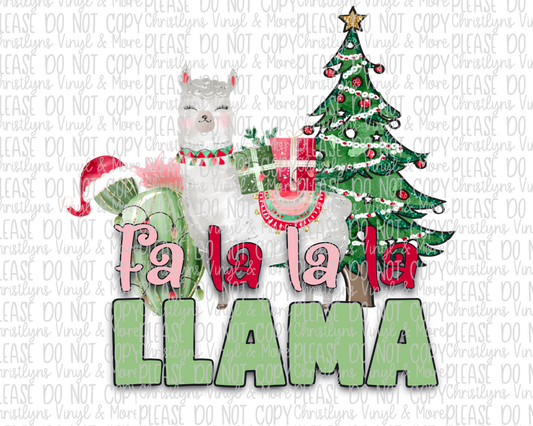 Fa La La La Llama Sublimation Transfer or White Tee