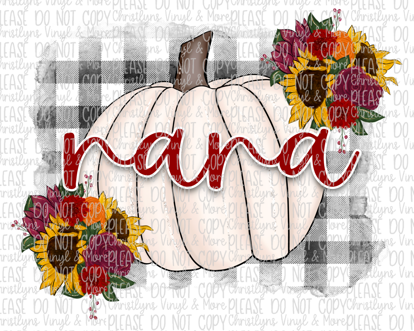 Nana White Pumpkin Sublimation Transfer or White Tee