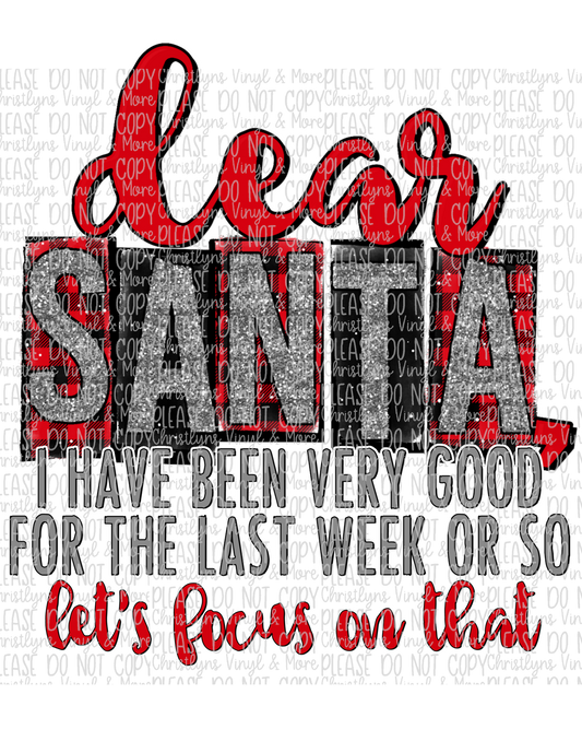 Dear Santa Sublimation Transfer or White Tee