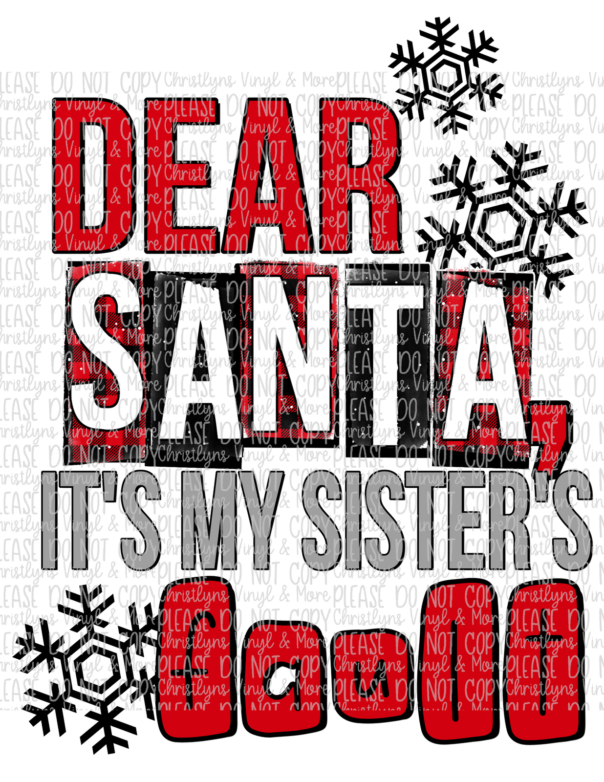 Dear Santa Sublimation Transfer or White Tee