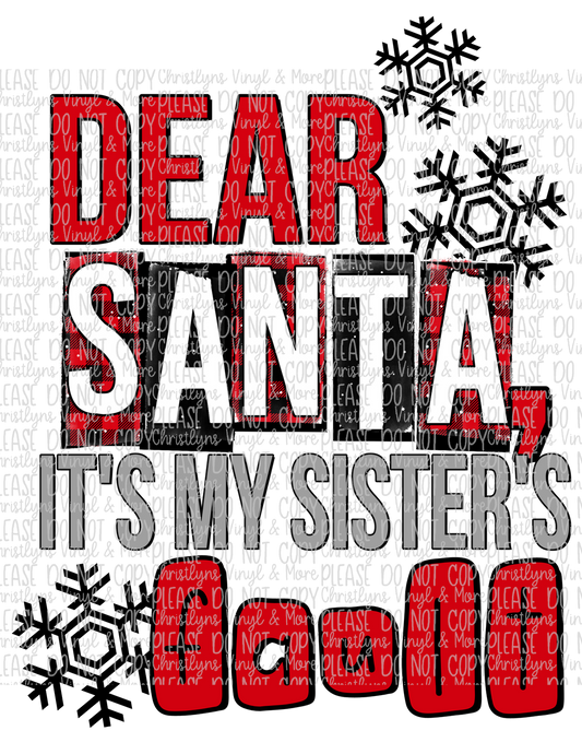 Dear Santa Sublimation Transfer or White Tee