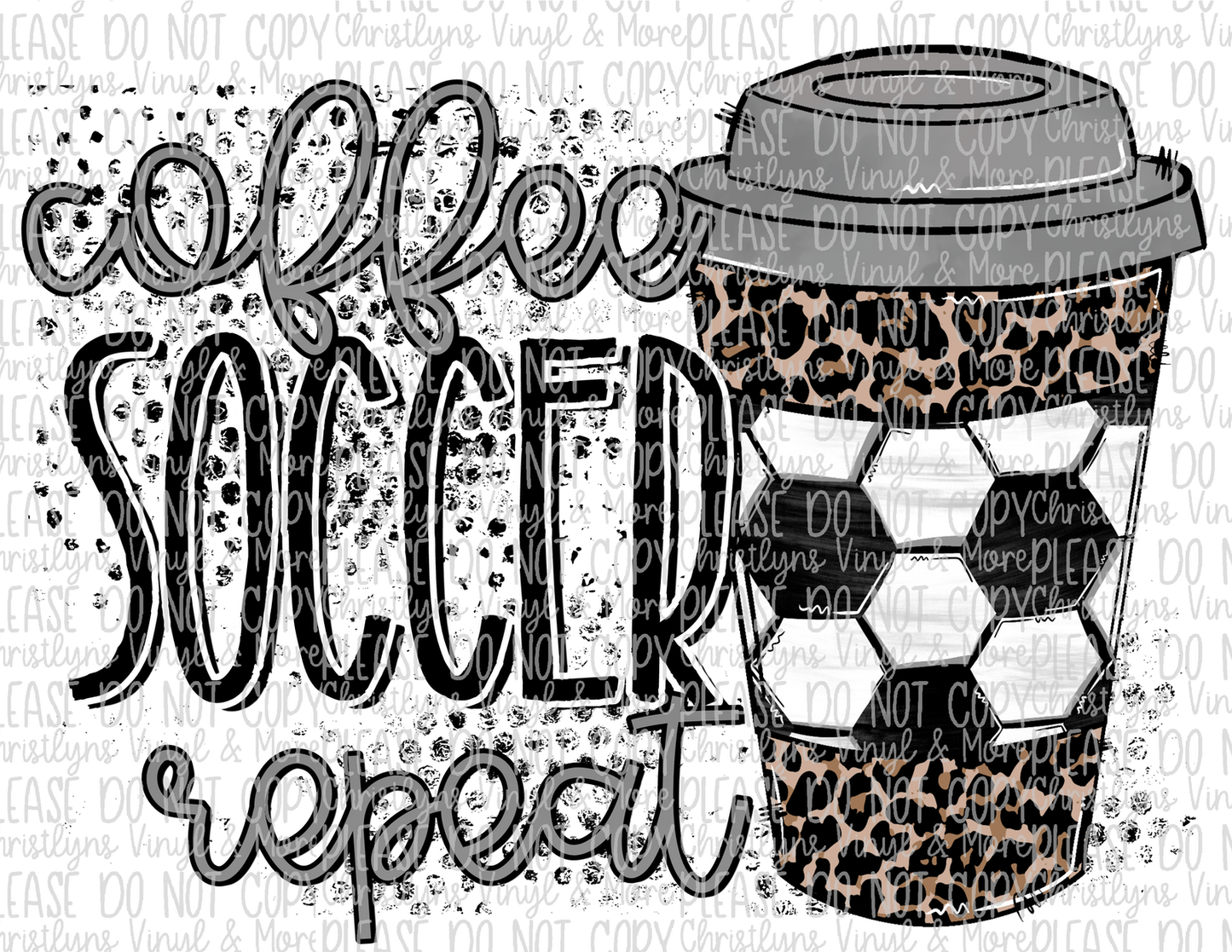 Coffee Soccer Repeat Sublimation Transfer or White Tee