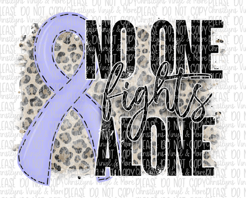 No One Fights Alone Lilac Ribbon Sublimation Transfer or White Tee