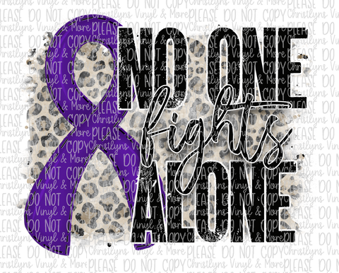 No One Fights Alone Purple Ribbon Sublimation Transfer or White Tee