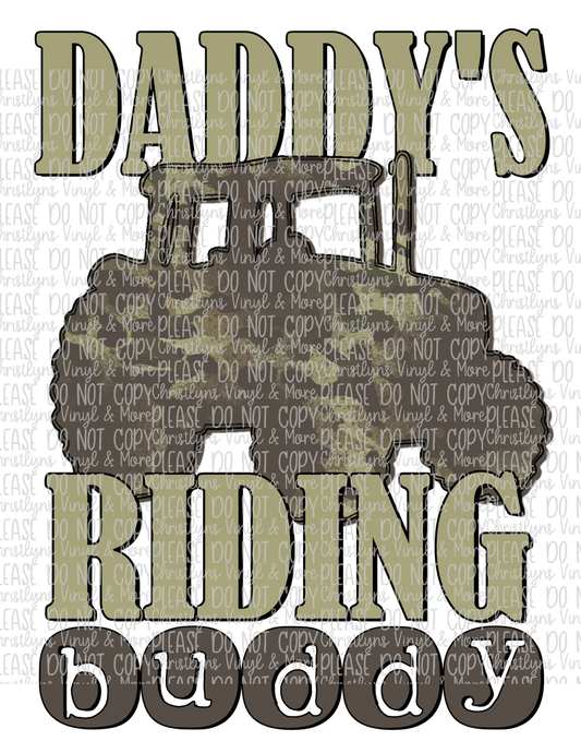 Daddy's Riding Buddy Sublimation Transfer or White Tee