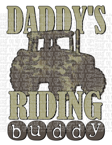 Daddy's Riding Buddy Sublimation Transfer or White Tee