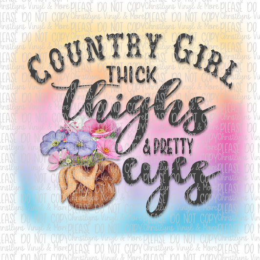 Country Girl Sublimation Transfer or White Tee