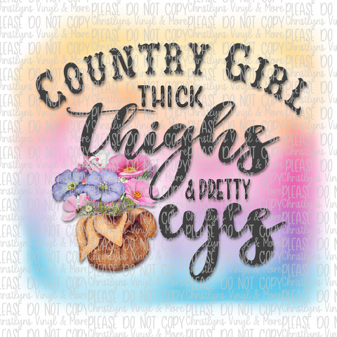 Country Girl Sublimation Transfer or White Tee