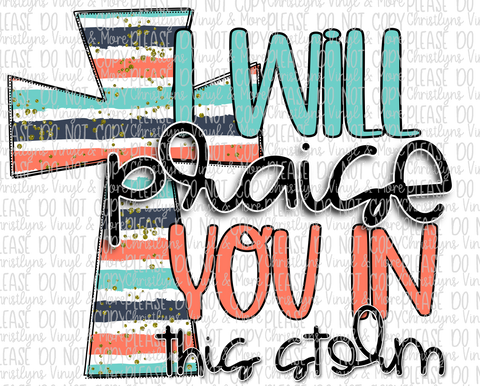 I Will Praise You In This Storm Sublimation Transfer or White Tee