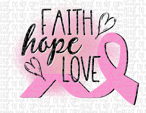 Faith Hope Love Sublimation Transfer or White Tee