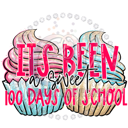 100 Days Sweeter Cupcakes Sublimation Transfer