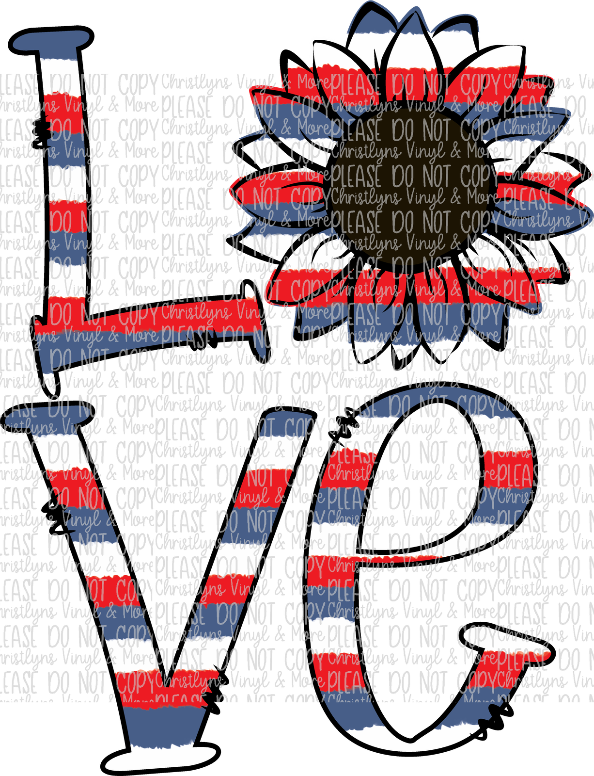 Love USA Sunflower July 4th Sublimation Transfer