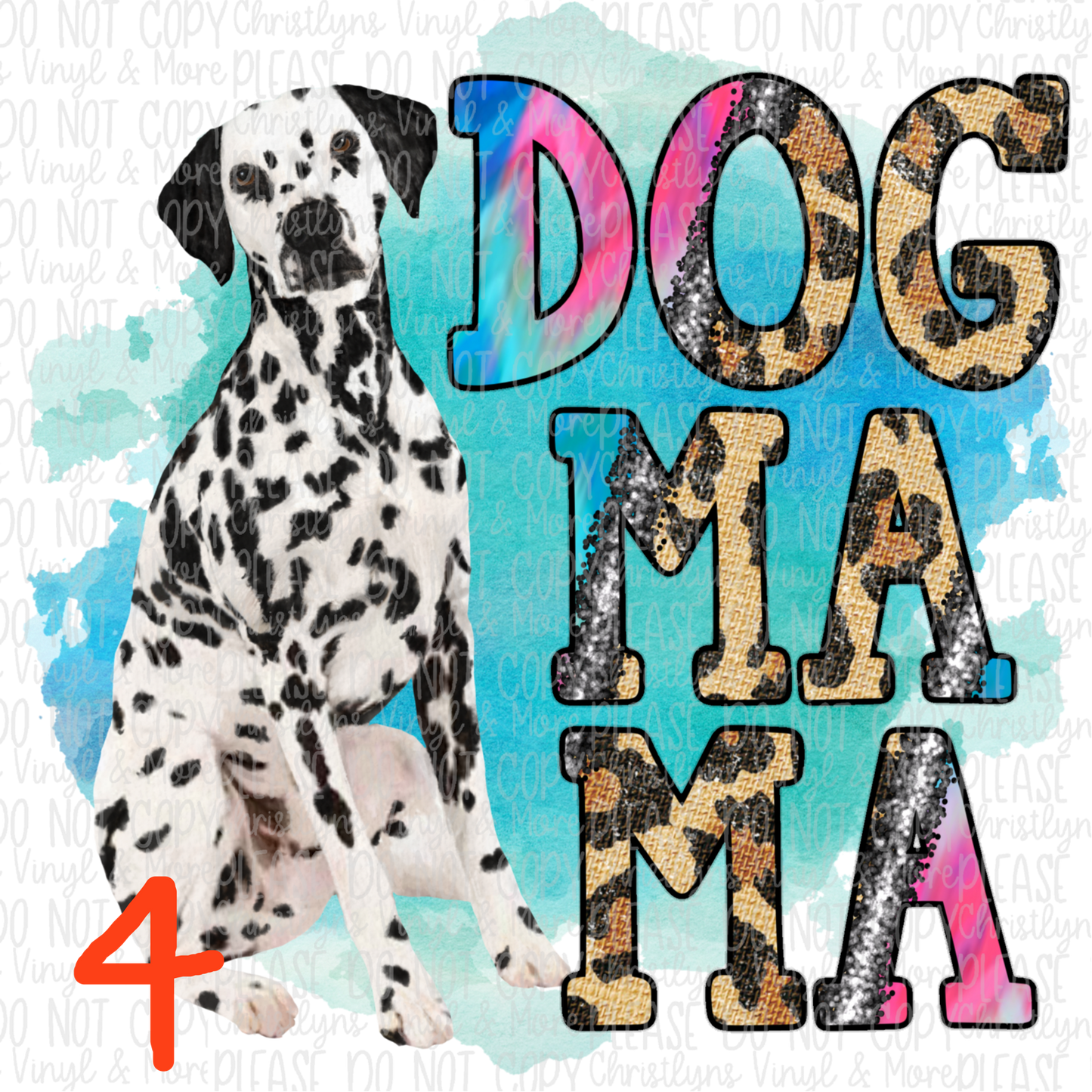 Dog Mama Ombre Cheetah Blue Sublimation Transfer