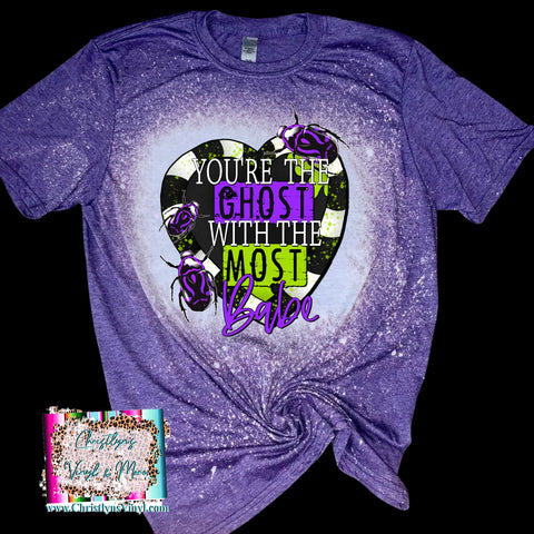 ghost with the most beetle juice movie shirt t-shirts purple bleached tee cheap wholesaler blanks small business halloween fall shirt