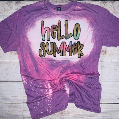 Hello Summer Leopard Ombré Purple Bleached or Sublimation Transfer