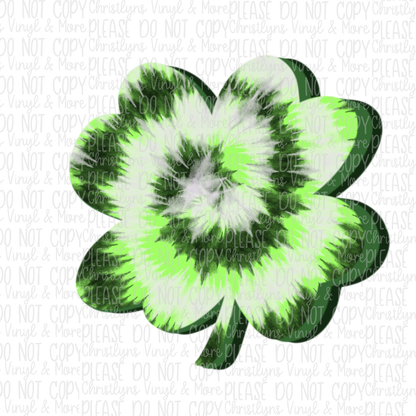 Lucky Shamrock Tie Dye Bleached Tee or Sublimation Transfer