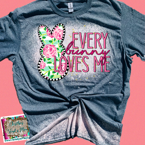 Every Bunny Loves Me Lily Rose Easter Bunny Serape Cheetah Sublimation Transfer or Bleached Tee