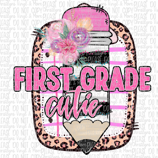 first grade cutie back to school sublimation transfer cheap wholesale floral leopard pink