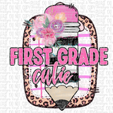 first grade cutie back to school sublimation transfer cheap wholesale floral leopard pink