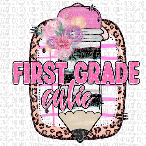 first grade cutie back to school sublimation transfer cheap wholesale floral leopard pink