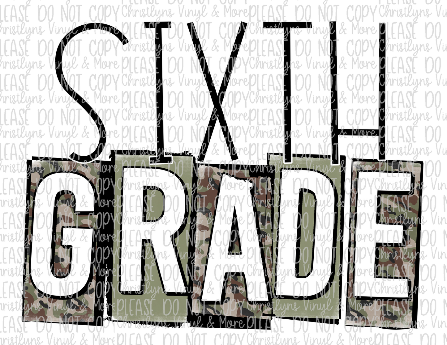 Camo School Grades Sublimation Transfers