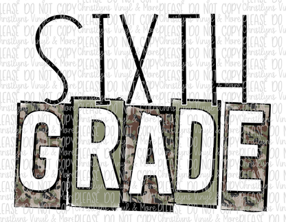 Camo School Grades Sublimation Transfers