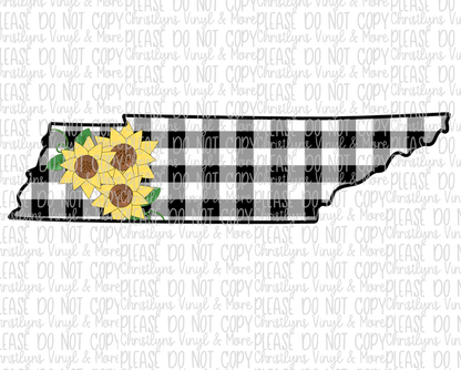 Sunflower Plaid States Sublimation Transfer