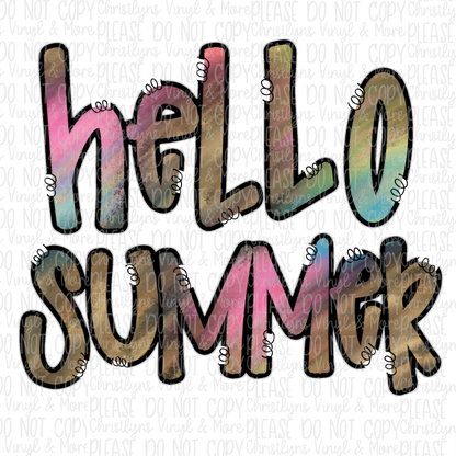 Hello Summer Leopard Ombré Purple Bleached or Sublimation Transfer