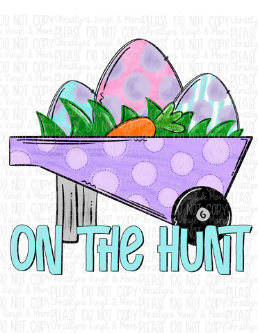 On The Hunt Bunny Easter Sublimation Transfer or Berry Bleached Tee