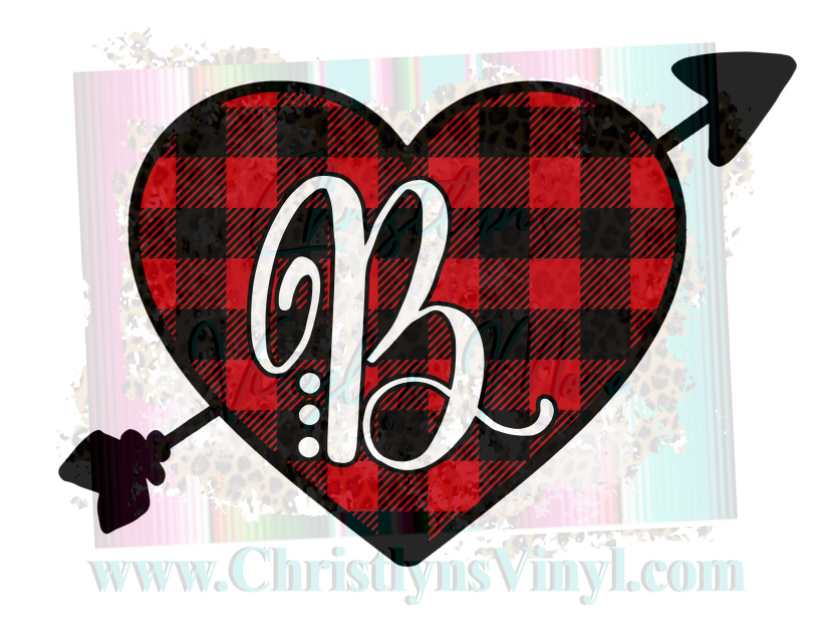 Buffalo Plaid Initial Valentines Sublimation Transfer