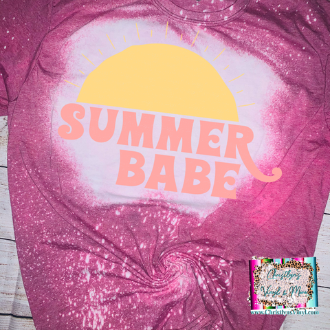 Summer Babe Sunshine Spring Sublimation Transfer or Berry Bleached Tee