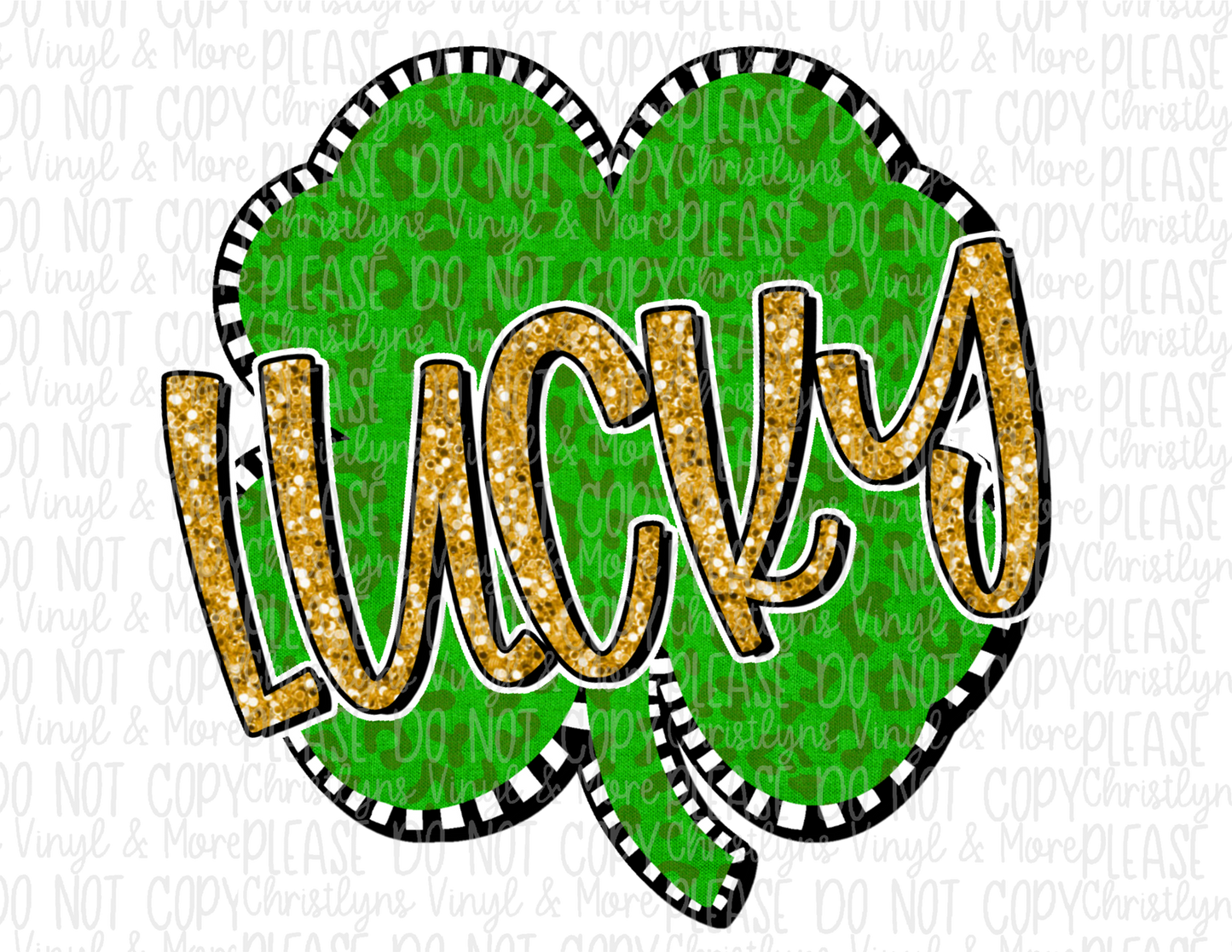 Lucky Gold Clover Heart St Patrick’s Day Sublimation Transfer