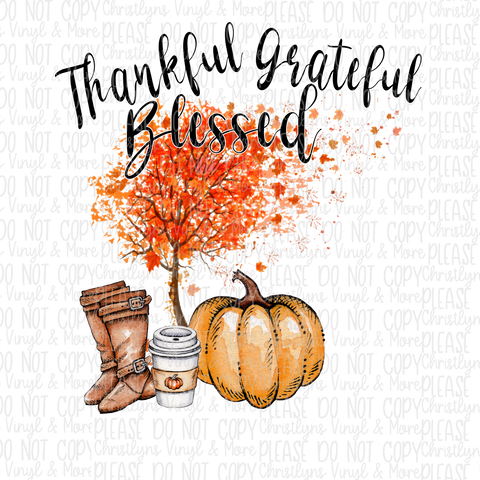 Thankful Grateful Blessed Fall Sublimation Transfer