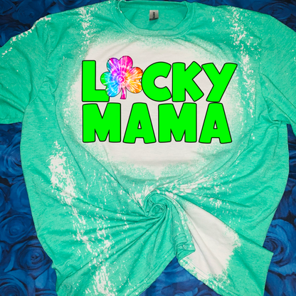 Lucky Tie Dye Clover Name St Patrick’s Day Bleached Tee or Sublimation Transfer