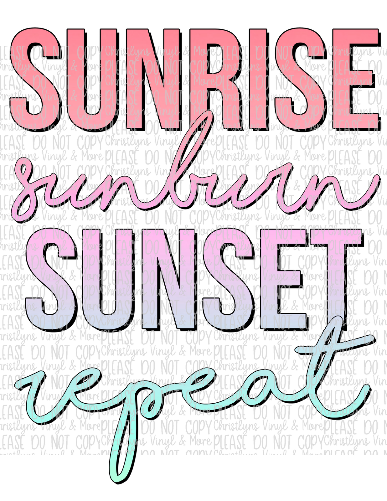 Sunrise Sunburn Sunset Repeat Ombré Sublimation Transfer