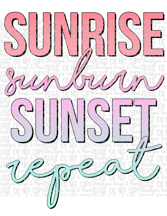 Sunrise Sunburn Sunset Repeat Ombré Sublimation Transfer