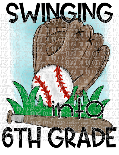 Swinging Into School Grades Baseball Sublimation Transfers