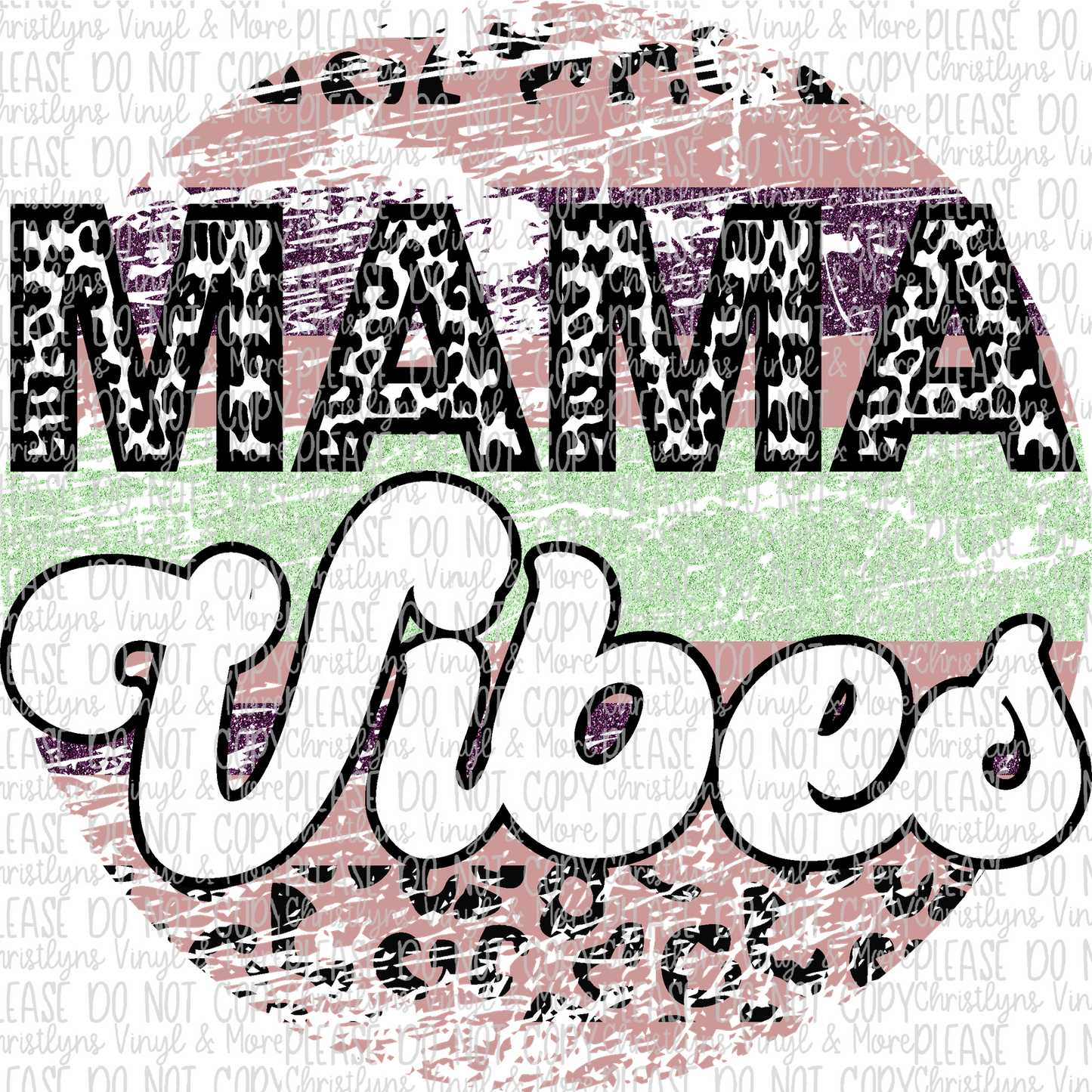 Mama Vibes Circle Pastel Leopard Tee or Sublimation Transfer