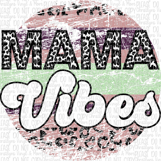 Mama Vibes Circle Pastel Leopard Tee or Sublimation Transfer