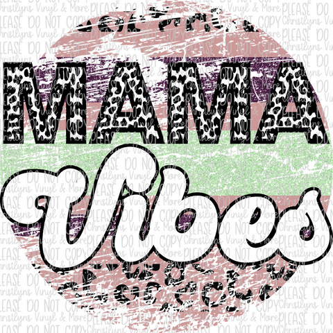 Mama Vibes Circle Pastel Leopard Tee or Sublimation Transfer