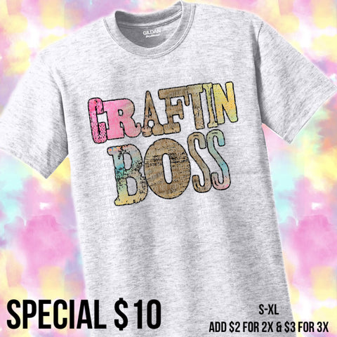 Craftin Boss Leopard Watercolor White, Ash Grey Tee or Sublimation Transfer Only