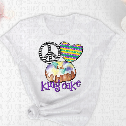 Peace Love King Cake Shirt or Transfer