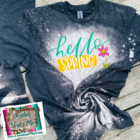 Hello Spring Sublimation Transfer or Bleached Tee