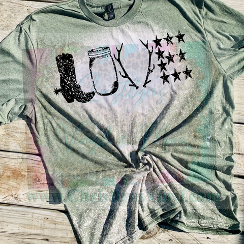 Country Love Boot Bleached or Solid Shirt Transfer Sublimation