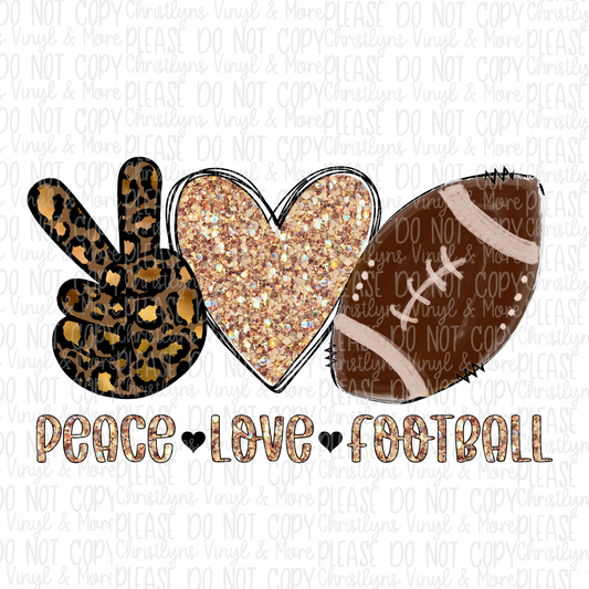 Peace Love Football Leopard Glitter Sublimation Transfer