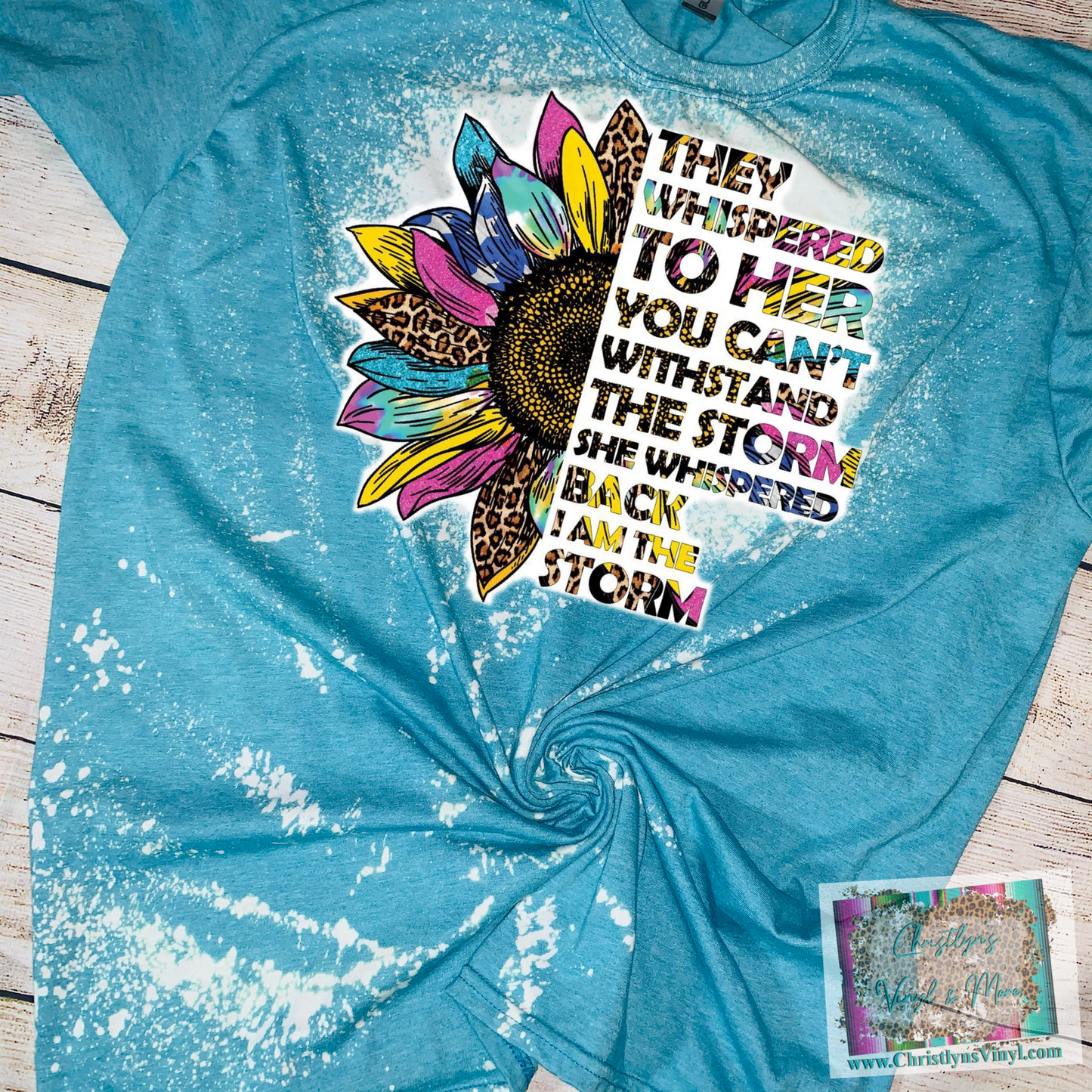 Sunflower Cheetah Rainbow Storm Bleached Tee or Sublimation Transfer