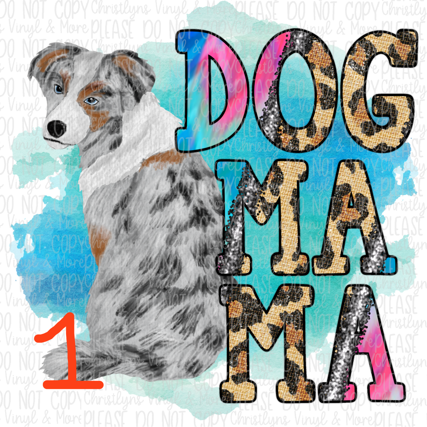 Dog Mama Ombre Cheetah Blue Sublimation Transfer