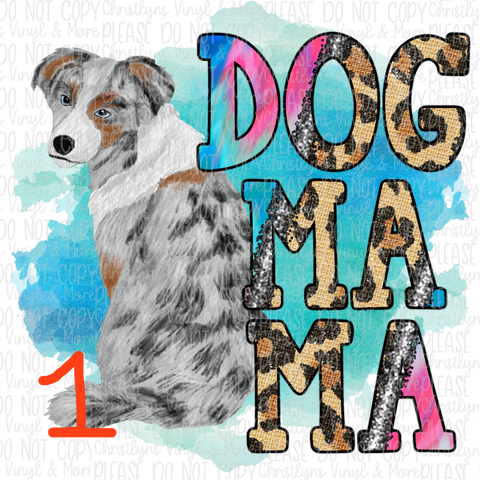 Dog Mama Ombre Cheetah Blue Sublimation Transfer