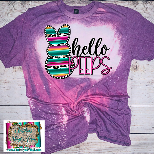 Hello Peeps Easter Bunny Serape Cheetah Sublimation Transfer or Tee