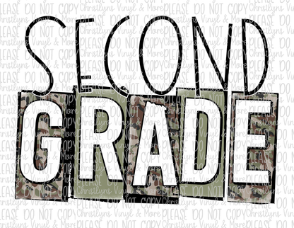 Camo School Grades Sublimation Transfers